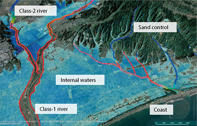 Illustration of investigating inundation risks for the entire river basin