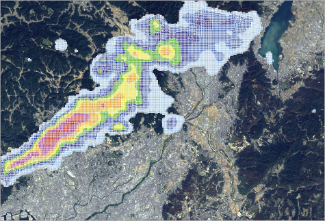 Display of rainfall distribution