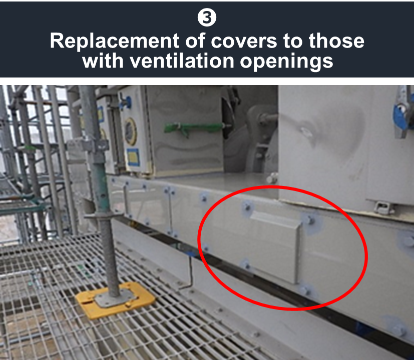 [Commentary picture]3 Replacement of covers to those with ventilation openings